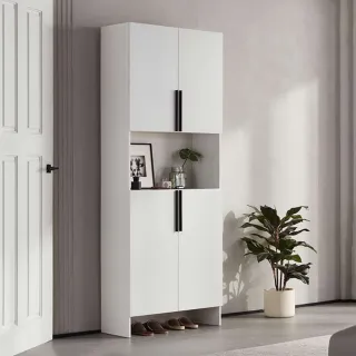 【hoi! 好好生活】Linsy現代簡約百變上下雙門玄關櫃0.8M 白色 AK3O