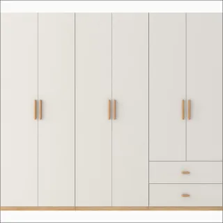 【hoi! 好好生活】預購50天★林氏木業北歐簡約六門雙抽衣櫃 MJ16D-白色