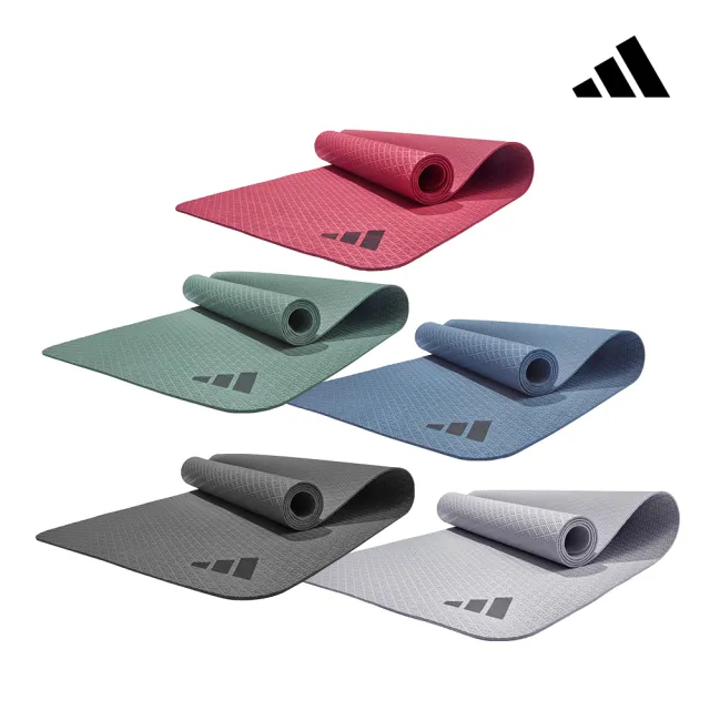 【adidas 愛迪達】環保壓紋瑜珈墊-4mm(多色可選 健身墊 運動墊)