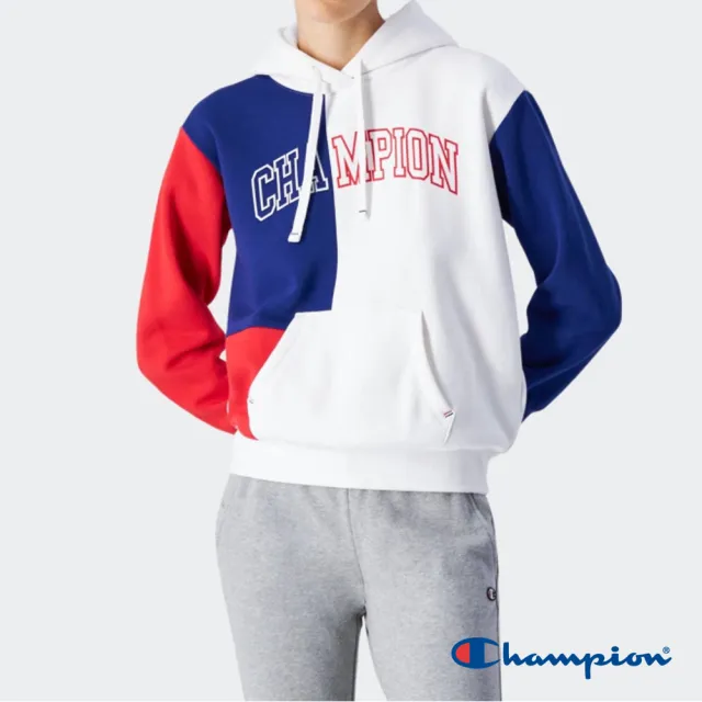 【Champion】官方直營 女款-LEGACY 色塊拼接LOGO印花連帽TEE-2色(116742-歐規)