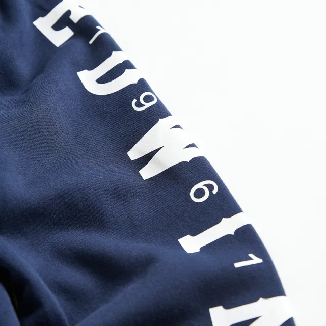 【EDWIN】男裝 網路獨家↘率性左袖LOGO連帽拉T外套(丈青色)