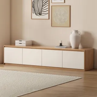 【hoi! 好好生活】預購60天★源氏木語豎白橡木實木四抽電視櫃2.2M Y00N35