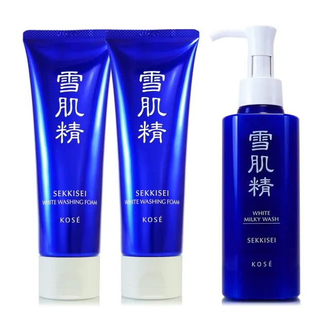【KOSE 高絲】雪肌精淨透洗顏霜130g*2 + 雪肌精靚白洗顏乳140ml(專櫃公司貨)