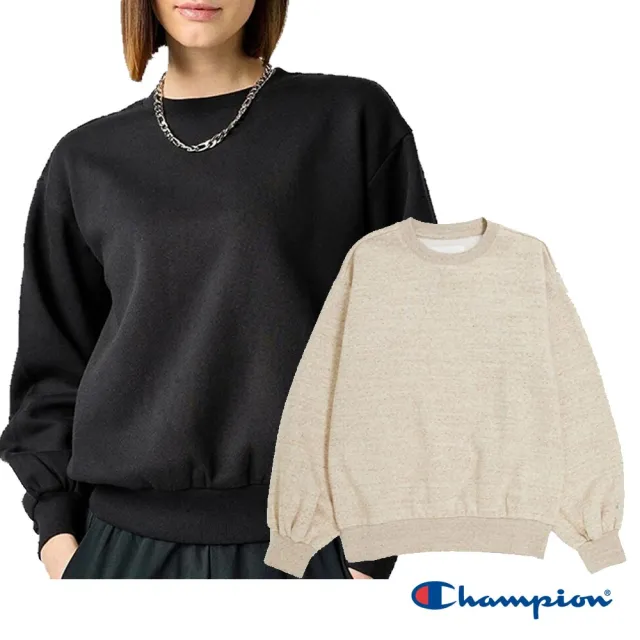 【Champion】官方直營 女款-ROCHESTER 素色棉質寬版長袖大學TEE/圓領TEE-2色(116731-歐規)