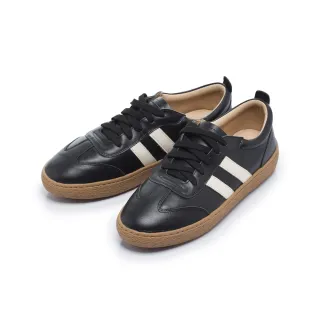 【FAIR LADY】軟實力 復古雙線免綁帶焦糖厚底休閒鞋(酷黑、502967)