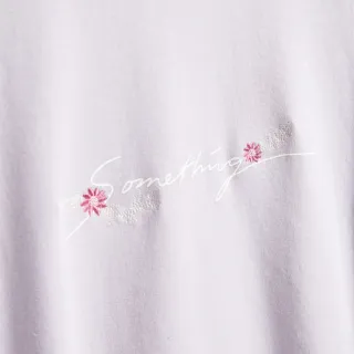 【SOMETHING】女裝 基本繡花LOGO短袖T恤(粉紫色)