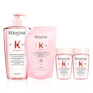 【KERASTASE 巴黎卡詩】粉漾芯生髮浴永續組(清爽型/一般型髮浴500ml+清爽型補充包500ml)