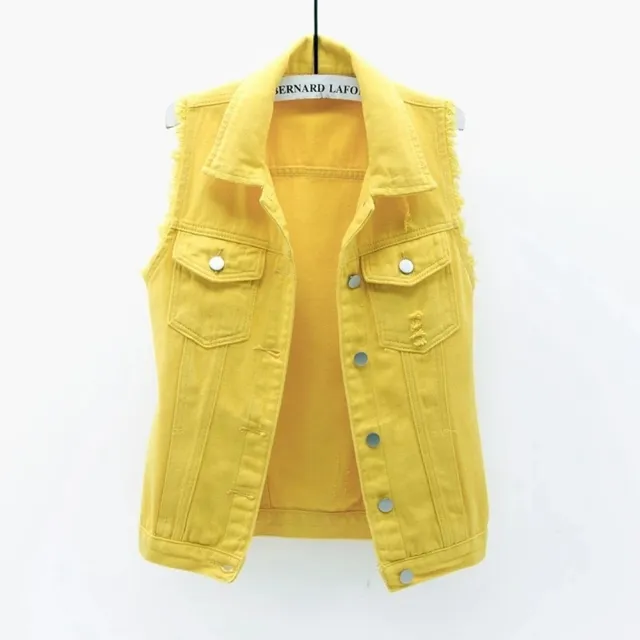 【巴黎精品】美式牛仔背心丹寧無袖牛仔上衣休閒外套(春夏無袖修身短款女外套8色n1ci1)