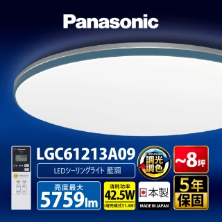 【Panasonic 國際牌】42.5W 藍調 LED調光調色遙控吸頂燈(LGC61213A09日本製)