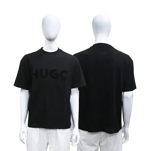 【BOSS】HUGO BOSS反光裝飾LOGO設計OVERSIZED純棉短袖T恤(男款/黑)