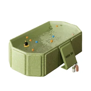 【由米】兒童洗澡盆浴盆 折疊澡盆 寶寶洗澡盆 游泳沐浴(折疊收納 雙排水口 零甲醛 免安裝 強穩固)