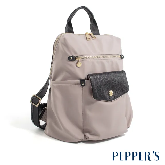 【PEPPER’S】交換禮物 PEGASUS 尼龍袋鼠子母後背包 - 米卡其/簡約黑(後背包 尼龍 女包)