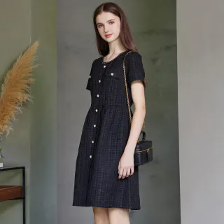 【H2O】小香風公主排釦連身洋裝(#5634002 連身洋裝、短洋 黑色/白色)