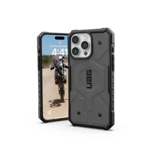 【UAG】iPhone 15 Pro Max 磁吸式耐衝擊保護殼（按鍵式）-灰(支援MagSafe功能)