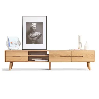 【hoi! 好好生活】預購60天★源氏木語柏林橡木滑門2.0M儲物實木電視櫃 Y83N03