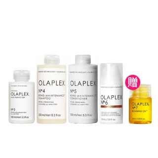 【OLAPLEX 歐啦】洗潤護全明星組(3號洗前修護素100ml+4號洗髮乳250ml+5號護髮素250ml+6號抗躁護髮乳100ml)