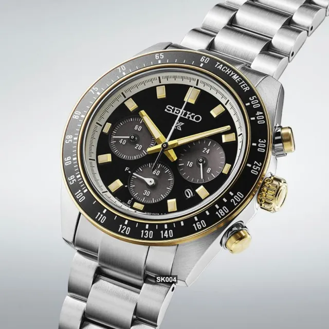 【SEIKO 精工】PROSPEX系列太陽能計時腕錶41.4㎜黑金色熊貓款 SK004(SSC941P1/V192-0AH0G)