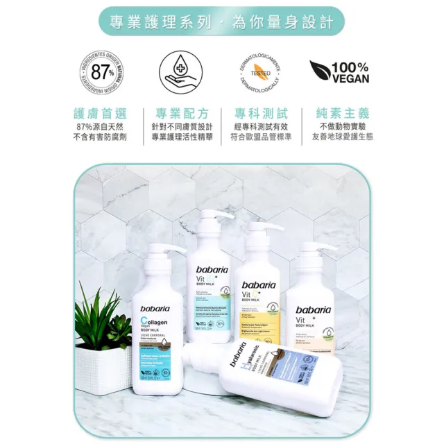 【Babaria】保濕緊緻潤膚乳液500mlx2入(B3菸鹼醯胺/維他命C/維他命E任選公司貨)