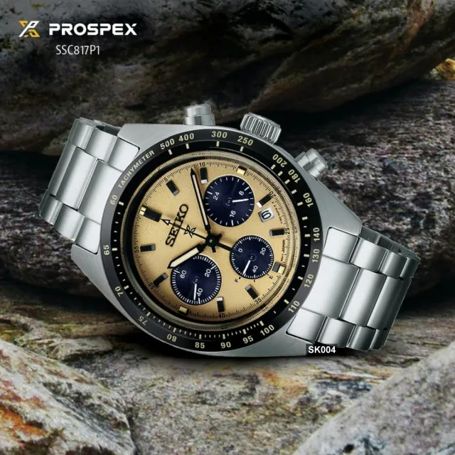 【SEIKO 精工】廣告款 PROSPEX系列太陽能計時腕錶39㎜黃色熊貓款 SK004(SSC817P1/V192-0AF0Y)