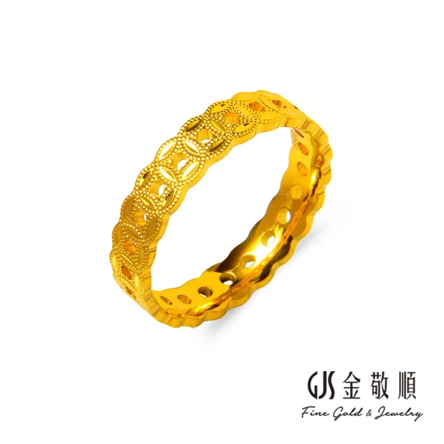 【GJS 金敬順】黃金戒指 財錢滾滾 固定戒圍#5.75(金重:0.86錢/+-0.03錢)