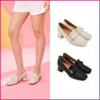 【A.S.O 阿瘦集團】BESO LADY GO系列-質感層次金釦粗跟樂福鞋(女鞋_2色任選)