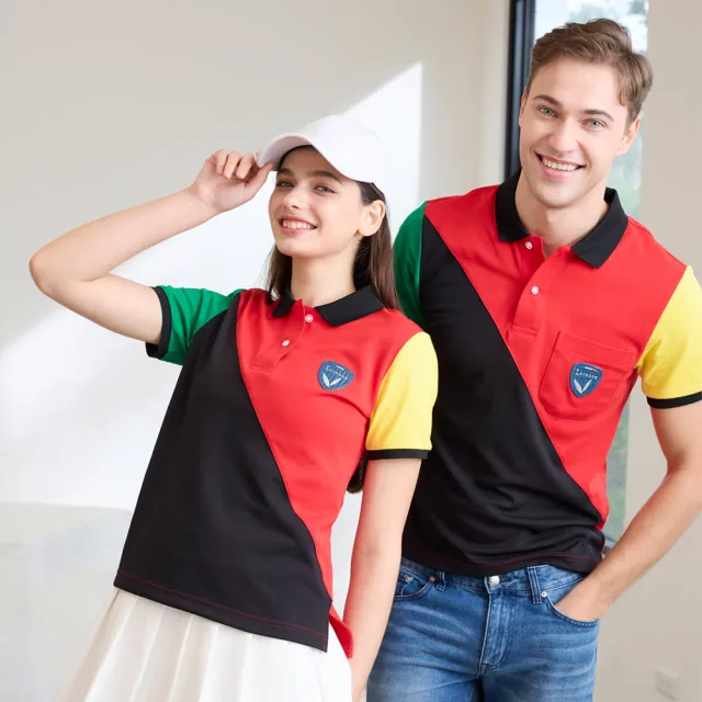【LEIDOOE】四色拼接休閒女短POLO衫(96233)