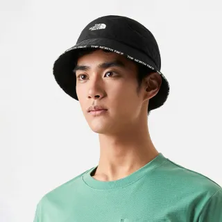 【The North Face】北面男女款黑色DWR防潑水壓邊印花漁夫帽｜7WHAJK3