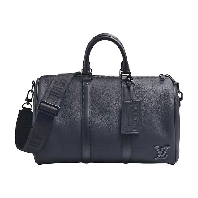【Louis Vuitton 路易威登】M57088 Keepall Bandouliere  40 系列粒面牛皮手提/肩背包(黑色)