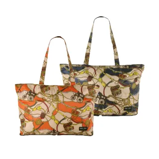 【HAPI+TAS】日本原廠授權 摺疊肩背包 藍色馬車 橙色馬車(H0001/摺疊旅行袋/托特包/購物袋)