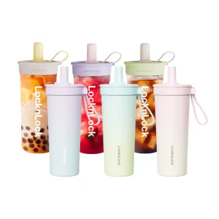 【LocknLock 樂扣樂扣】獨家二入組 官方直營 嚼對FUN飲不鏽鋼杯+Tritan吸管杯(316不鏽鋼/保溫杯/吸管杯)