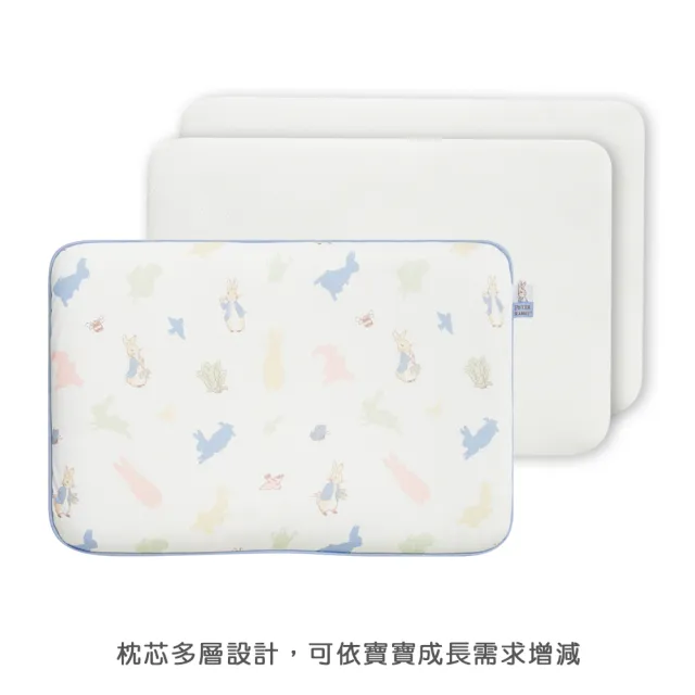 【奇哥】比得兔立體超透氣平枕45×30×4公分 (嬰兒枕頭 寶寶枕頭 兒童枕頭 透氣枕頭 水洗枕 午睡枕)