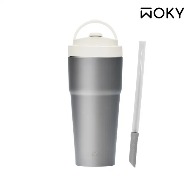 【WOKY 沃廚】Ti純鈦渾圓杯超值組l-附Tritan彈跳吸管(鈦杯/隨行杯/吸管杯/保溫杯瓶/保冰杯瓶/水壺)