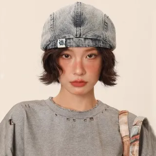 【LEESA】帽子女\水洗做舊\畫家帽\大頭圍\貝雷帽\復古牛仔\前進帽