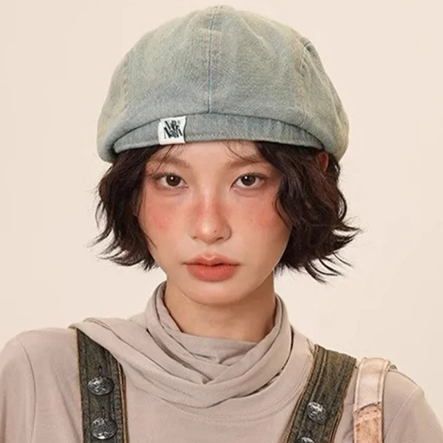 【LEESA】帽子女\水洗做舊\畫家帽\大頭圍\貝雷帽\復古牛仔\前進帽