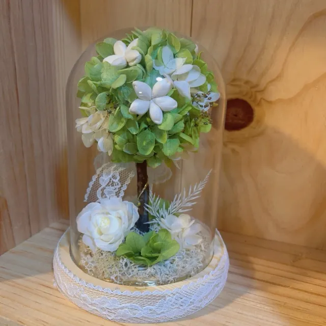 【OSTARA FLORIST 奧斯塔拉花藝】悠然之樹永生花罩盅(永生花材、不凋玫瑰、永生配材、長輩、擺飾)