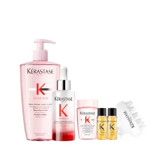【KERASTASE 巴黎卡詩】粉漾芯生大容量調理組(髮浴500ml+頭皮精華90ml)
