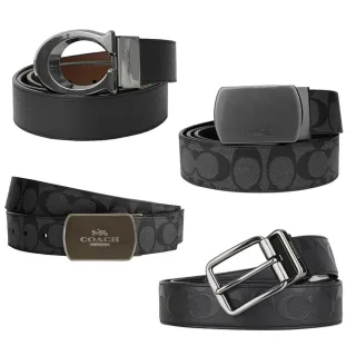 【COACH】男仕最愛皮革/PVC滿版LOGO雙面用寬版皮帶(多款)