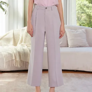 【H2O】夾片裝飾打摺直筒長褲(#5638001 西裝褲、直筒褲 黑色/灰色)