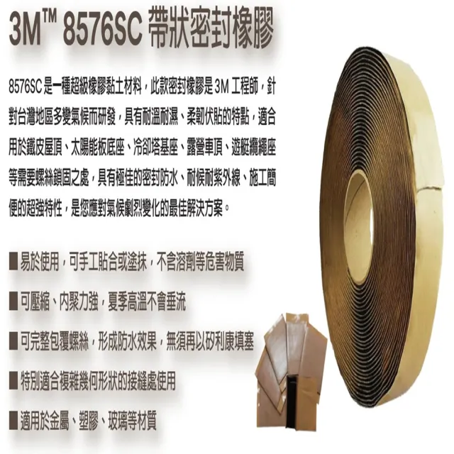 【台灣雞絲頭】3M 密封黑膠防水膠帶(耐候密封｜膠耐溫耐濕｜膠帶｜膠條)