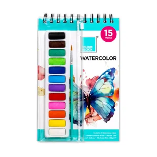 【COLOUR BLOCK】12色隨身水彩 附筆 水彩本 收納袋 聖誕歲末狂歡季 12/1-12/25(新手必備創作包 收納帶著走)
