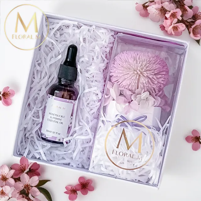 【Floral M】彩虹泡泡香氛擴香花禮盒 含30ml品牌香氛油(居家香氛/香水精油/香氛擴香花/擴香禮物/送禮)