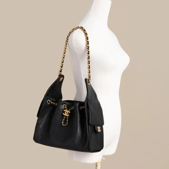 【CHANEL 香奈兒】25 Hobo bag(金黑雙色鏈帶)『entrupy安心購』