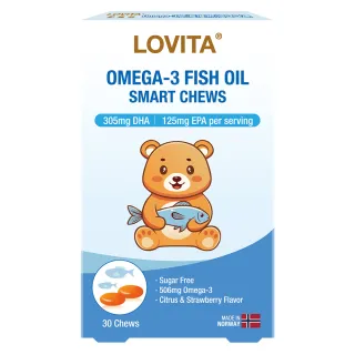【LOVITA 愛維他】Omega-3高濃度魚油QQ凍*1盒 30顆/盒(兒童魚油 DHA 挪威Concordix 專利 好吸收 無魚腥味)