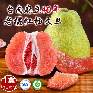 【禾鴻】台南麻豆40年老欉文旦紅柚禮盒4斤x1盒(2-4顆/盒_SGS+產銷履歷_中秋送禮)
