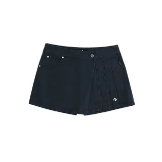 【CONVERSE】運動 休閒 短褲 女褲 WASHED DENIM MID SHORT BLACK(WCH877-023)