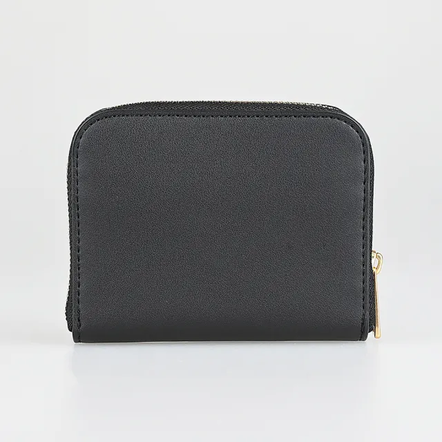 【TORY BURCH】TORY BURCH Ella Bio 皮革T字LOGO霧面牛皮4卡拉鍊零錢包(小/黑)