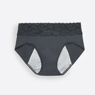 【Anden Hud】經典純色．蕾絲中腰生理褲(墨水藍)