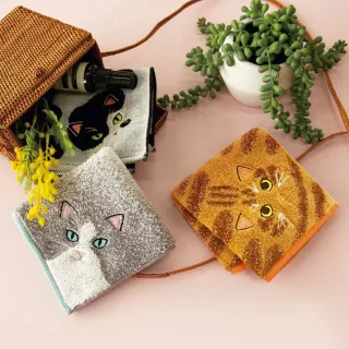 【Prairie Dog】我家喵喵今治手帕(吸水親膚/精緻刺繡/可愛貓咪/日本製)