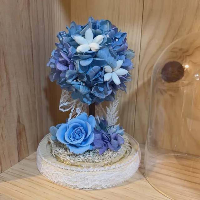 【OSTARA FLORIST 奧斯塔拉花藝】靜謐之樹永生花罩盅(永生花材、不凋玫瑰、永生配材、長輩、擺飾)