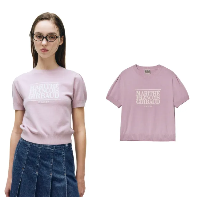 【MARITHE FRANCOIS GIRBAUD】官方旗艦 女版 經典LOGO短袖針織衫 MFG(淺紫)